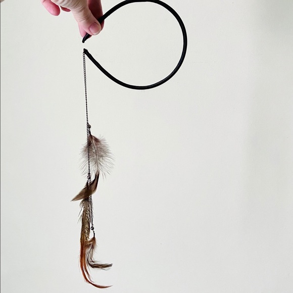 Accessories - Set of 3 Chain Dangle Feather Black Headbands